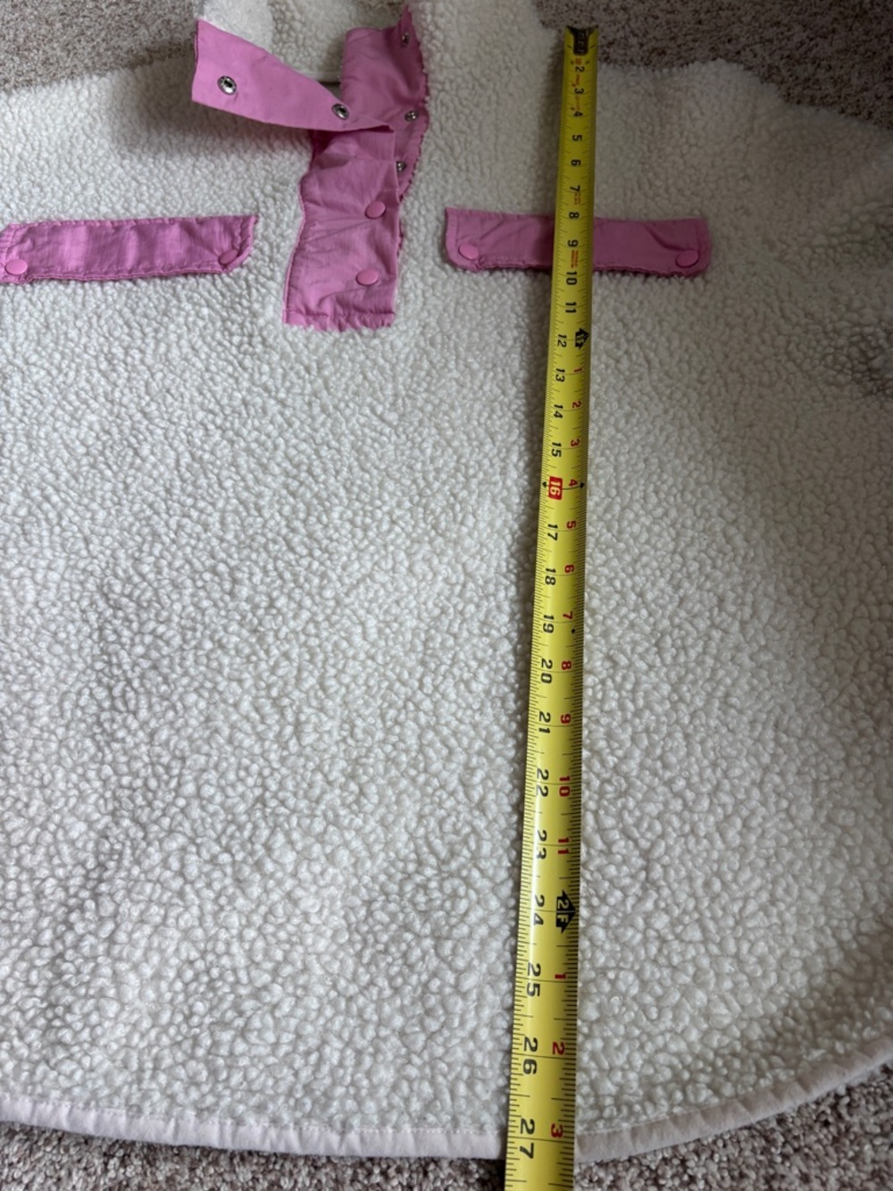 H&M Sherpa Fleece Pullover Jacket Half Snap Ivory with Pink Size M Oversized - Picture 8 of 8